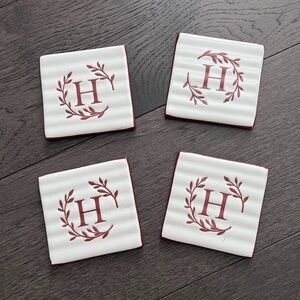 H Monogram Ceramic Coaster Set